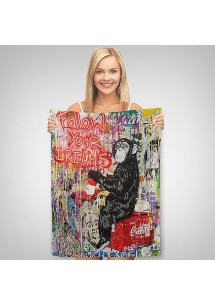 Hayallerinin Peşinden Git,maymun Graffiti Posteri, Banksy Graffiti Duvar Örtüsü - HALISI5304