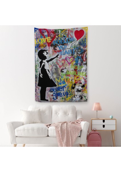 Renkli Balon Kız Sanatı, Banksy Duvar Örtüsü - HALISI-5317 fiyatları