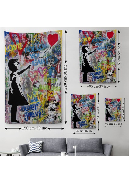 Renkli Balon Kız Sanatı, Banksy Duvar Örtüsü - HALISI-5317 modelleri