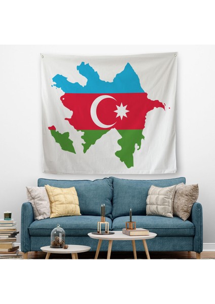 Azerbaycan Haritası Dekoratif Kanvas Duvar ÖRTÜSÜ-HALISI-5806