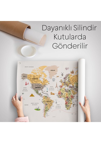Türkçe Eğitici Ülke ve Başkent Detaylı Atlası Dünya Haritası Duvar Örtüsü-Halısı 3854 indirimleri
