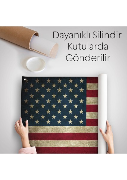Amerika Birleşik Devletleri Bayrağı Rustik Kanvas Duvar ÖRTÜSÜ-HALISI-5412