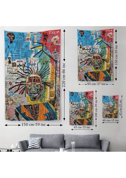 Jean Michel Basquiat Jazz King Duvar Örtüsü- Halısı, Tapestry -4964