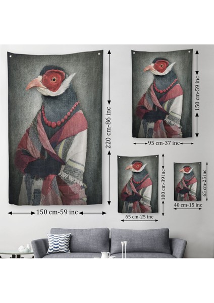 Kuş Kafalı Insan Duvar Örtüsü - HALISI-4992