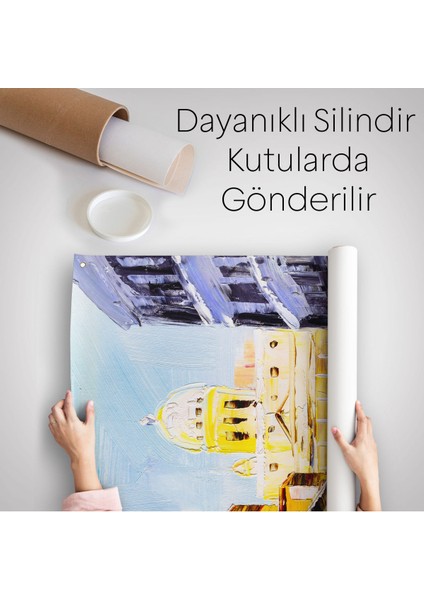 Italya Şehir Manzarası Yağlıboya Görünüm Dekoratif Duvar Örtüsü - HALISI-5933