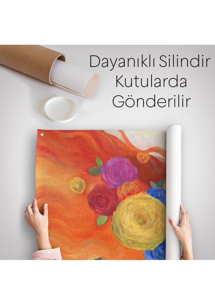 Çiçek Saçlı Kadın Yağlıboya Görünüm Dekoratif Duvar Örtüsü - HALISI-5942