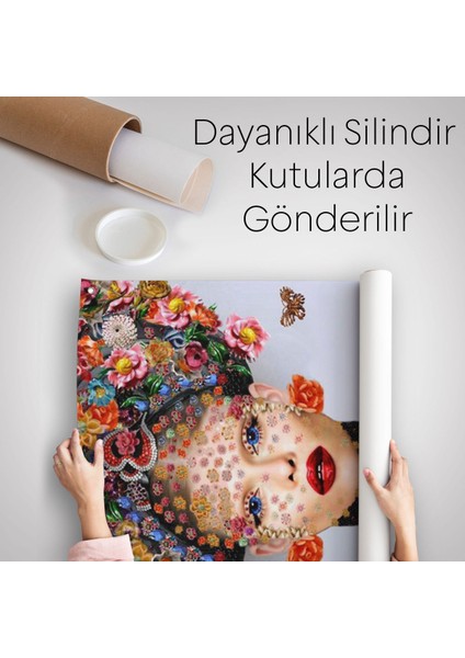 Çiçek ve Kadın Temalı Dekoratif Duvar ÖRTÜSÜ-HALISI-6338