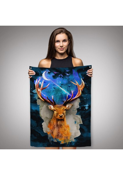 Geyiğin Galaxisi Modern Sanat Duvar Örtüsü - HALISI-5997
