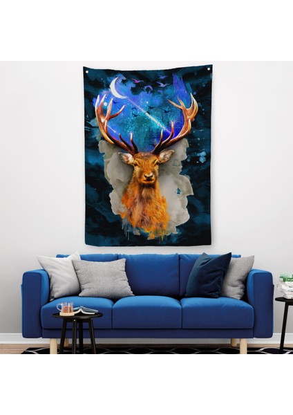 Geyiğin Galaxisi Modern Sanat Duvar Örtüsü - HALISI-5997