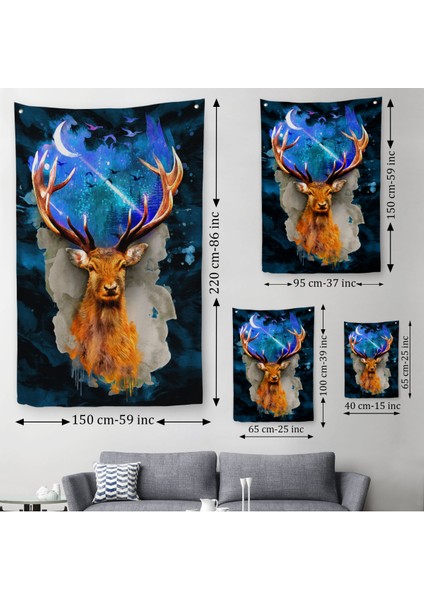 Geyiğin Galaxisi Modern Sanat Duvar Örtüsü - HALISI-5997