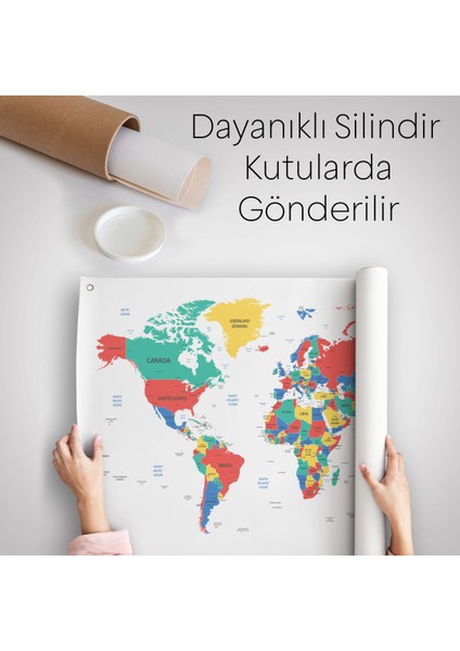 Dünya Haritası Dekoratif Kanvas Duvar Örtüsü-Halısı 1081