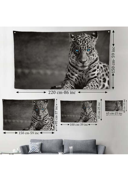 Mavi Gözlü Leopar Dekoratif Kanvas Duvar Örtüsü-Halısı 1162 modelleri