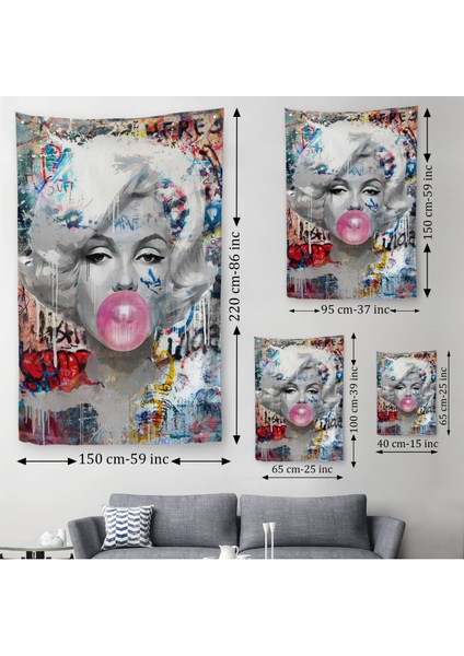 Marilyn Monroe Graffiti Pop Art Duvar ÖRTÜSÜ-HALISI-6471