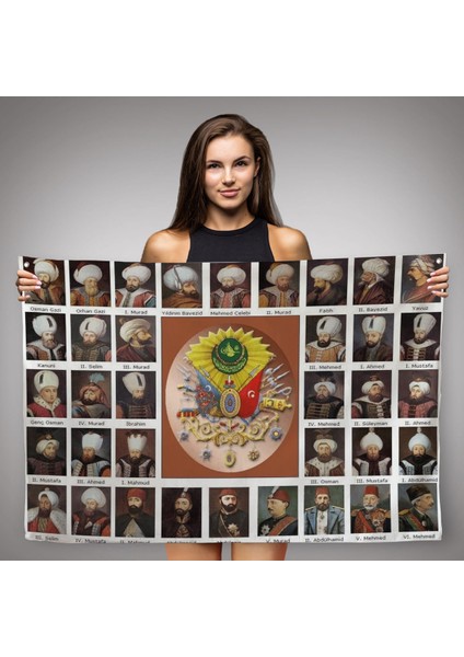 Osmanlı Padişahlarının Tümü Dekoratif Duvar ÖRTÜSÜ-HALISI-6549