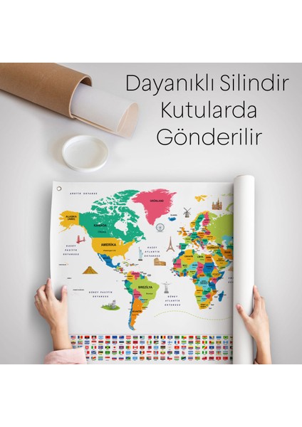 Türkçe Ülke Bayraklı Eğitici Başkent Detaylı Atlası Dünya Haritası Duvar Örtüsü-Halısı 3860 indirimleri