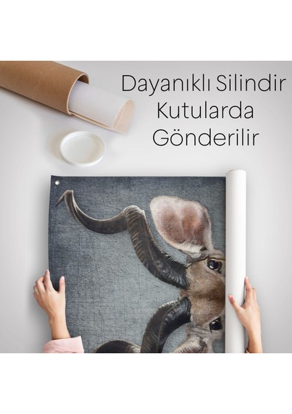 Antilop Kafalı Insan Duvar Örtüsü - HALISI-4996