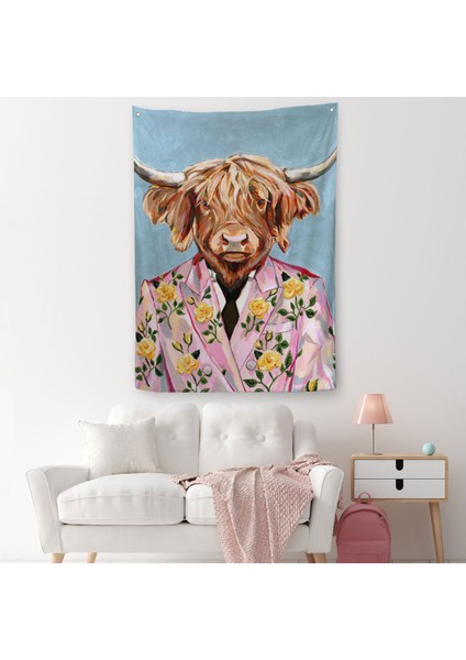 Pembe Ceketli Boğa Duvar ÖRTÜSÜ-HALISI-6350