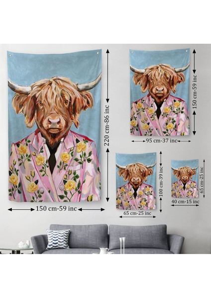 Pembe Ceketli Boğa Duvar ÖRTÜSÜ-HALISI-6350