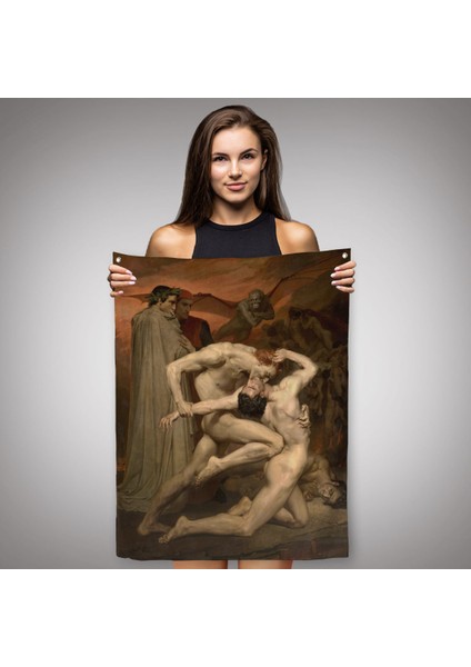 Dante ve Virgil Cehennemde William Adolphe Bouguereau Klasik Duvar Örtüsü - HALISI-5265
