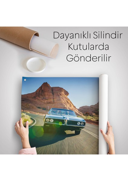 Çölde Eski Araba Dekoratif Kanvas Duvar ÖRTÜSÜ-HALISI-3516