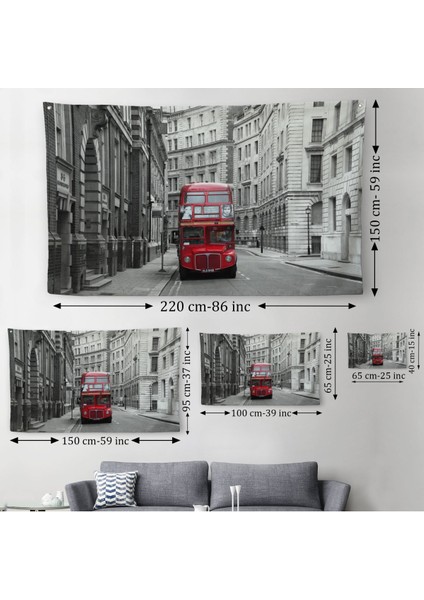 Londra Kırmızı Otobüs Duvar ÖRTÜSÜ-HALISI-6622