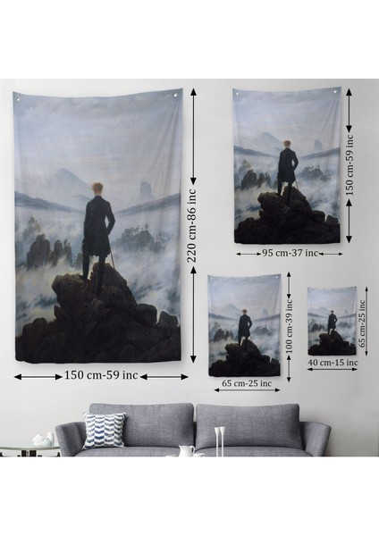 Caspar David Friedrich'in Sis Denizinin Üstündeki Gezgin Isimli Eseri Duvar Örtüsü - HALISI-5121