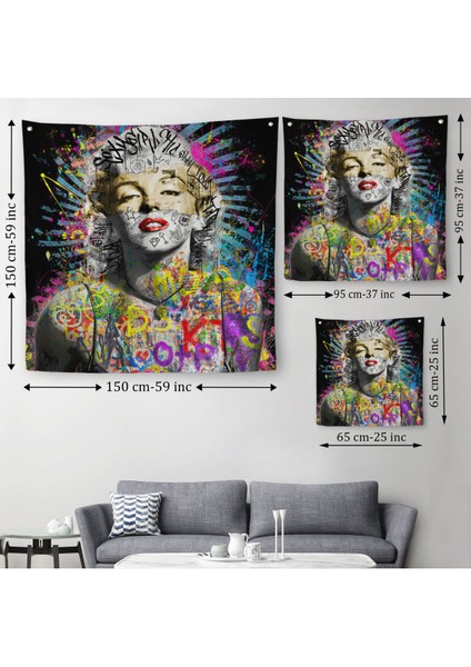 Marilyn Monroe Sokak Sanatı Kanvas Duvar Örtüsü-Halısı Street Art GRAFFITI-5893 modelleri