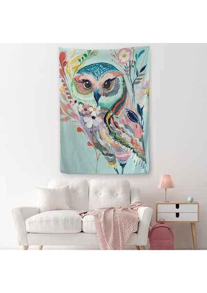 Çiçekler Içindeki Sanatsal Baykuş Duvar Örtüsü - HALISI-6208 fiyatları