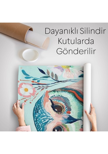 Çiçekler Içindeki Sanatsal Baykuş Duvar Örtüsü - HALISI-6208 indirimleri