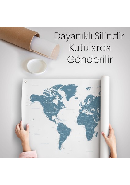 Dünya Haritası Dekoratif Kanvas Duvar Örtüsü-Halısı 1109