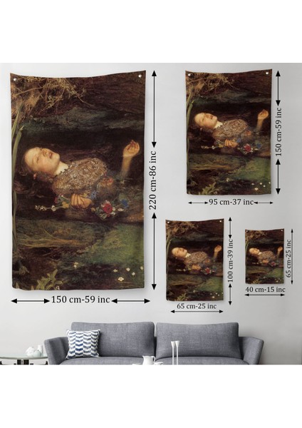 Shakespeare'in Ophelia'sı Hamlet Dekoratif Duvar Örtüsü - HALISI-6319
