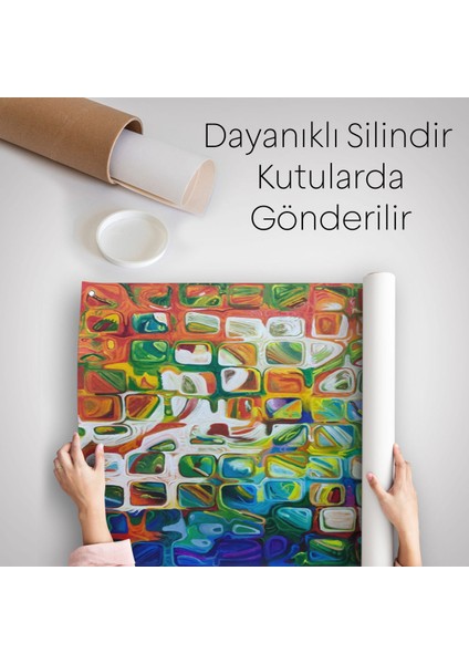 Renkli Buz Cam Kanvas Duvar ÖRTÜSÜ-HALISI-5897