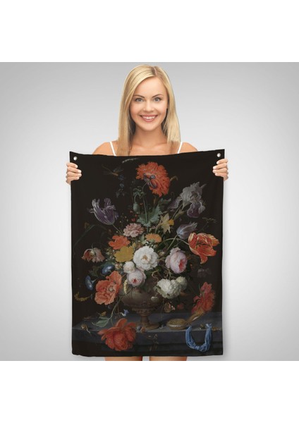 Vazodaki Renkli Çiçekler Duvar Örtüsü - HALISI-5996