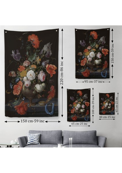 Vazodaki Renkli Çiçekler Duvar Örtüsü - HALISI-5996 modelleri