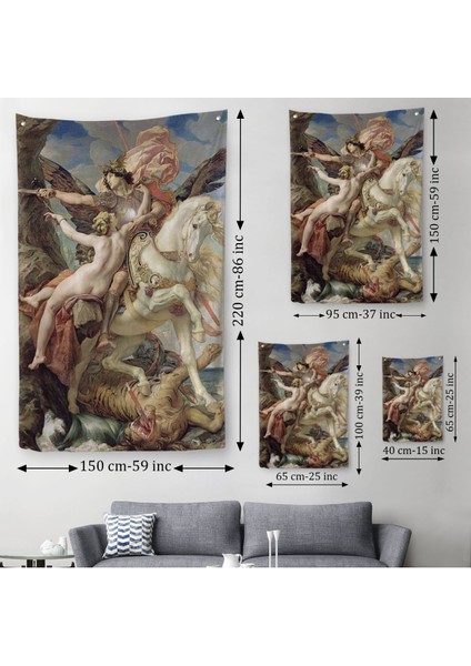 Ruggiero ve Angelica Kurtuluş Eseri Dekoratif Duvar Örtüsü - HALISI-6139