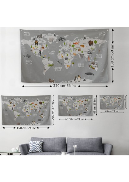 Eğitici Dünya Haritası Dünya Atlası Çocuk ve Bebek Odası Duvar Örtüsü-Halısı 3794 indirimleri