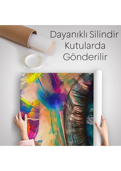 Renkli Yağlıboya Görünümlü Göz Duvar Örtüsü - HALISI-6329 indirimleri