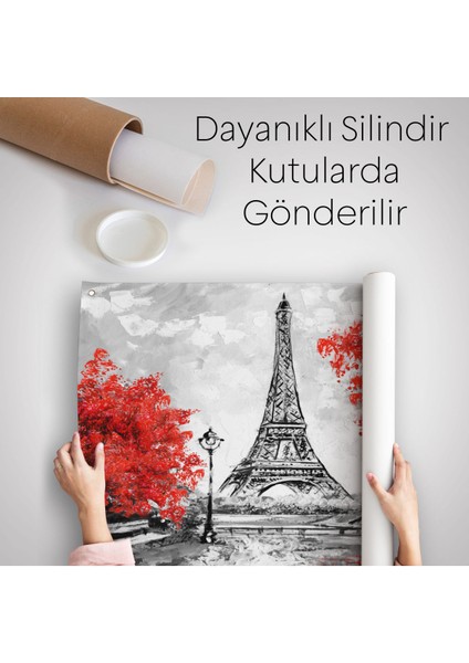 Paris Eyfel Kulesi Yağlıboya Görünüm Dekoratif Kanvas Duvar ÖRTÜSÜ-HALISI-3508
