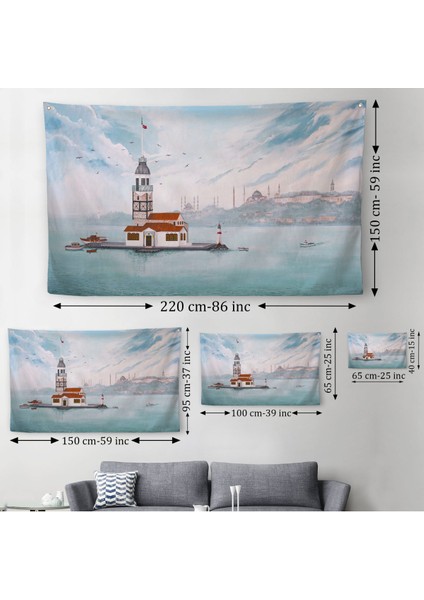 Kız Kulesi Yağlıboya Görünüm Dekoratif Kanvas Duvar ÖRTÜSÜ-HALISI-3587