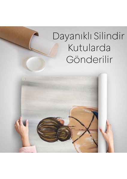 Renkli Çiçekli Kadın Dekoratif Duvar Örtüsü - Halısı -6257