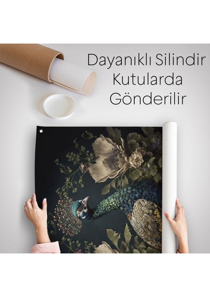Çiçekler Içindeki Tavuz Kuşu Duvar ÖRTÜSÜ-HALISI-6491