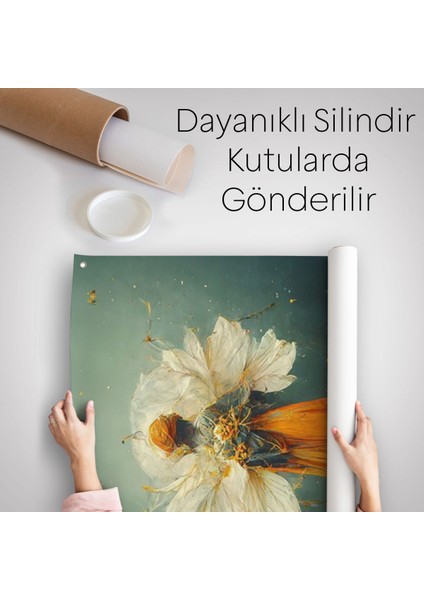 Turuncu Kıyafetli Sürreal Kadın Duvar ÖRTÜSÜ-HALISI-6378