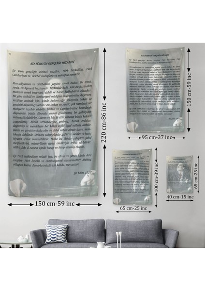 Atatürk'ün Gençliğe Hitabesi Duvar ÖRTÜSÜ-HALISI-6465