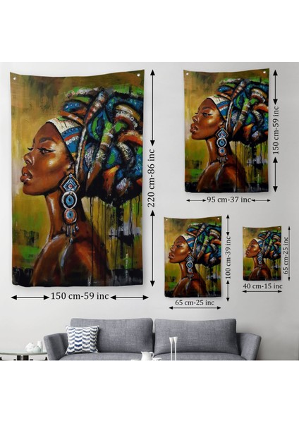 Siyah Kadın Duvar Örtüsü - Halısı, Afrikalı Kadın Duvar Örtüsü - HALISI-5221