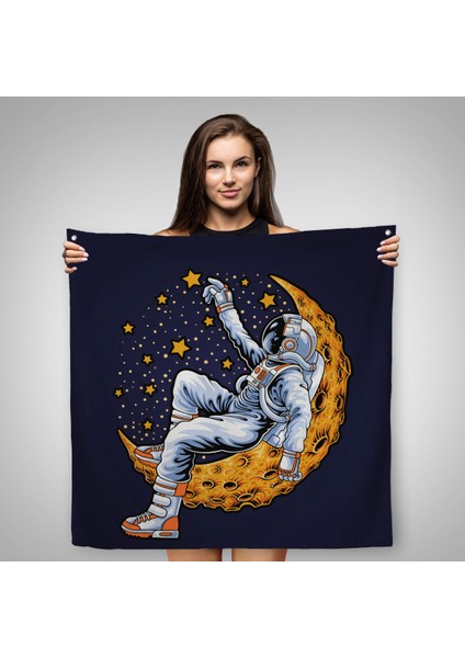 Ayda Dinlenen Astronot Kanvas Duvar ÖRTÜSÜ-HALISI-5099