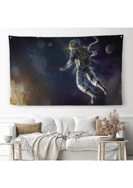 Astronot Duvar Sanatı Duvar Örtüsü Halısı Uzay Posteri Astronot Uzayda Gezegen Arka Planı 5381