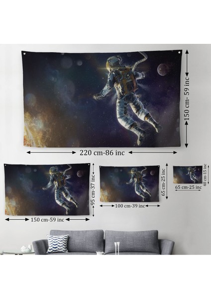 Astronot Duvar Sanatı Duvar Örtüsü Halısı Uzay Posteri Astronot Uzayda Gezegen Arka Planı 5381