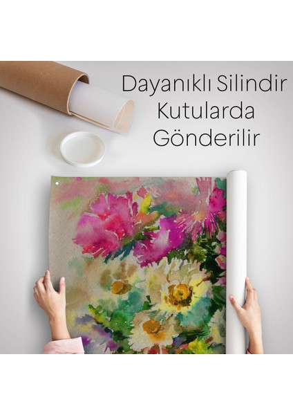 Renkli Çiçekler Duvar Örtüsü - HALISI-5993