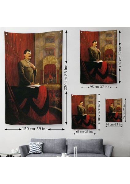 Josef Stalin Eski Sovyetler Birliği Hükümet Başkanı Duvar Örtüsü - HALISI-6014