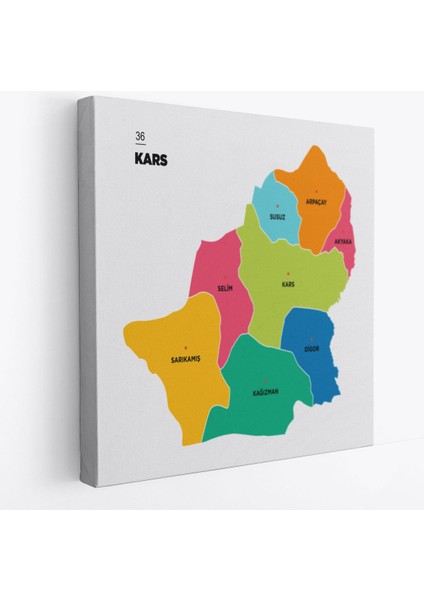 Kars İli ve İlçeler Haritası Dekoratif Kanvas Tablo 1379 fiyatları